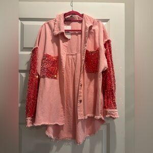 Pinch me pink with glitter sequins small NWT